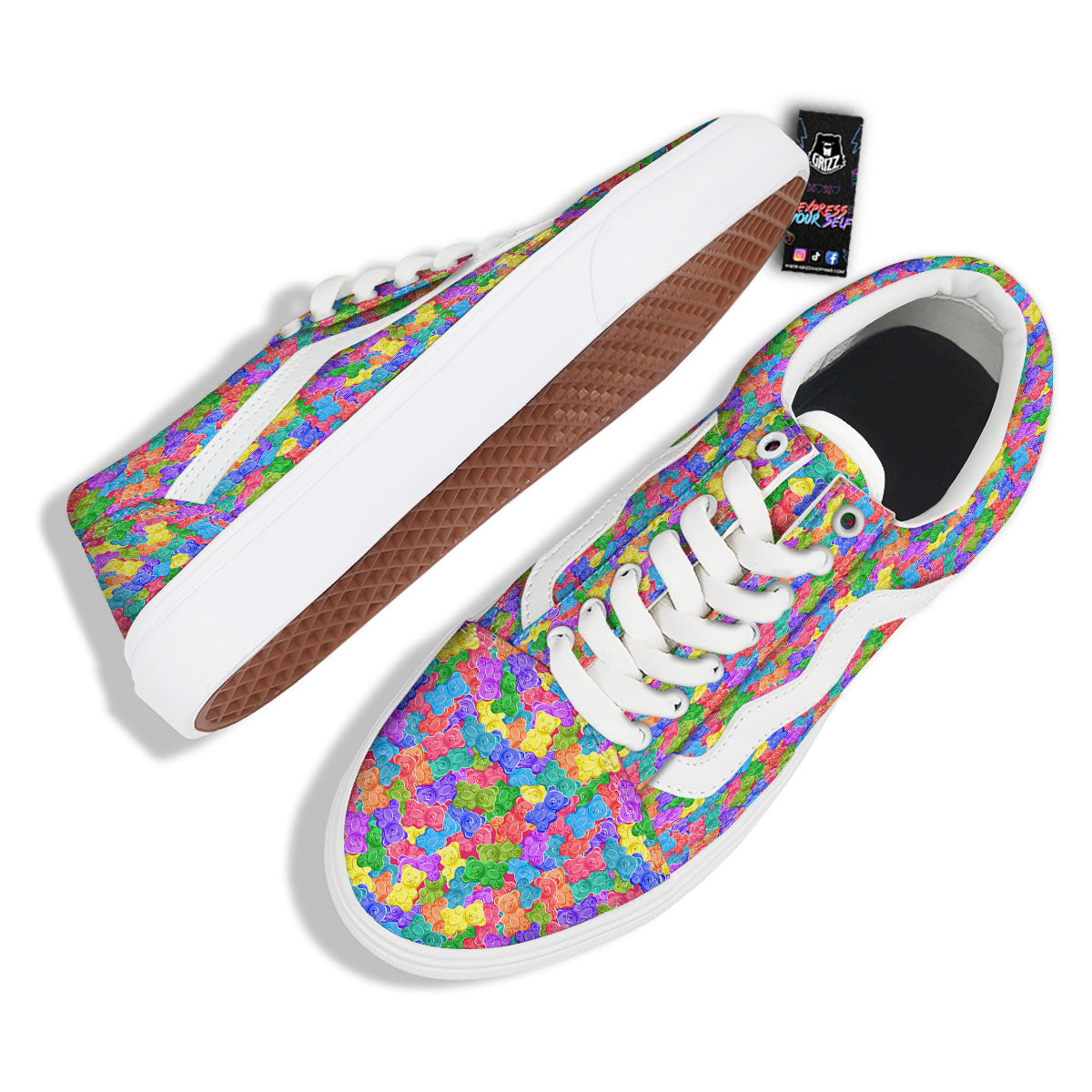 Gummy Bear Colorful Print Skate Shoes-grizzshop