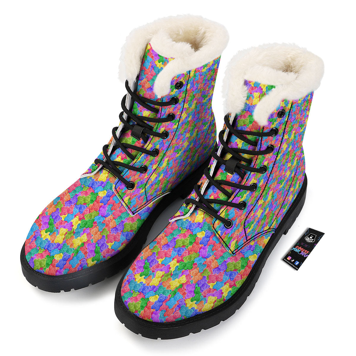 Gummy Bear Colorful Print Winter Boots-grizzshop