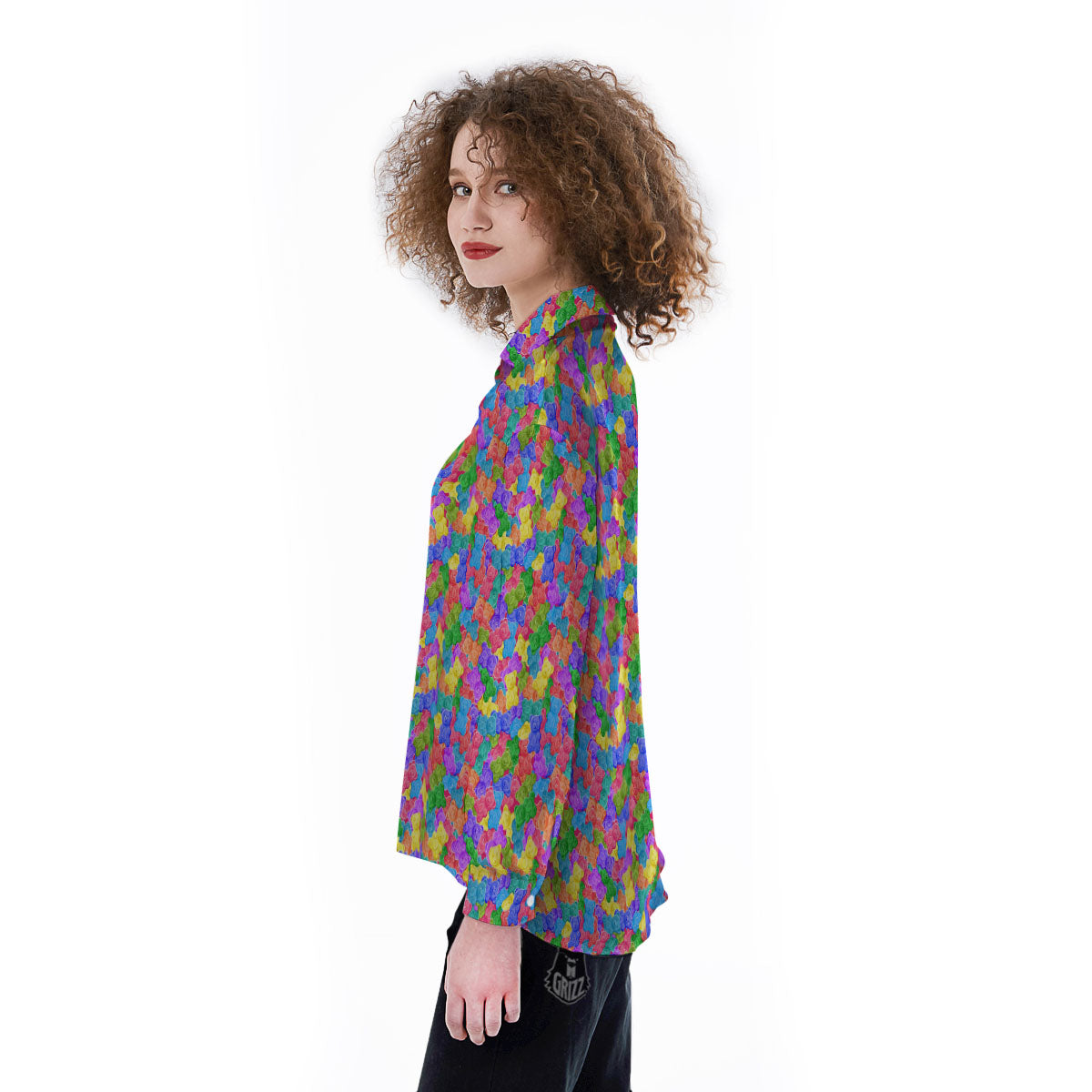 Gummy Bear Colorful Print Women's Long Sleeve Shirts-grizzshop