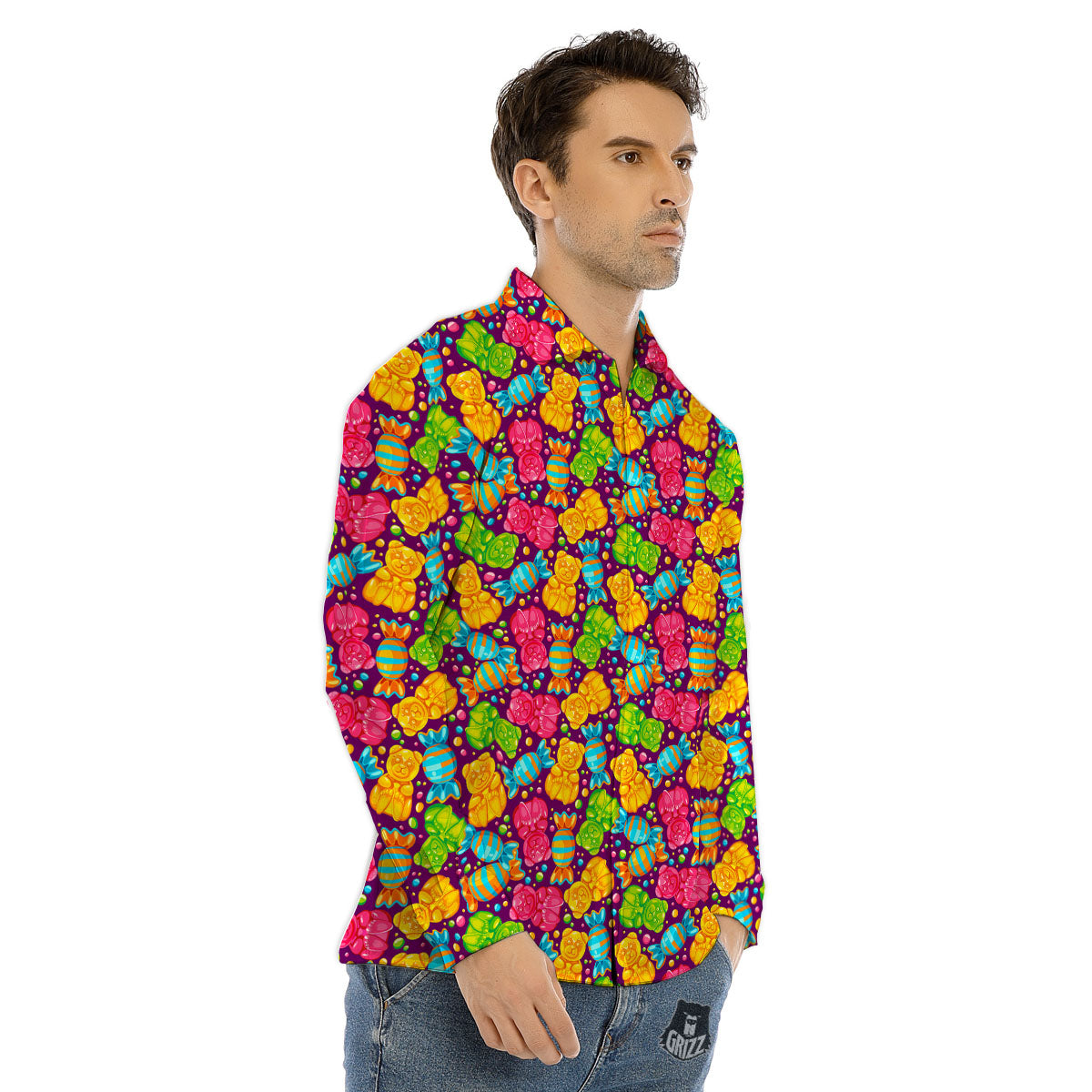 Gummy Colorful Print Men's Dress Shirts-grizzshop