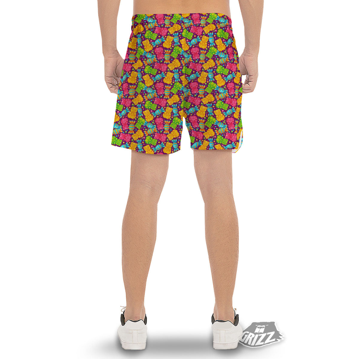 Gummy Colorful Print Men's Gym Shorts-grizzshop