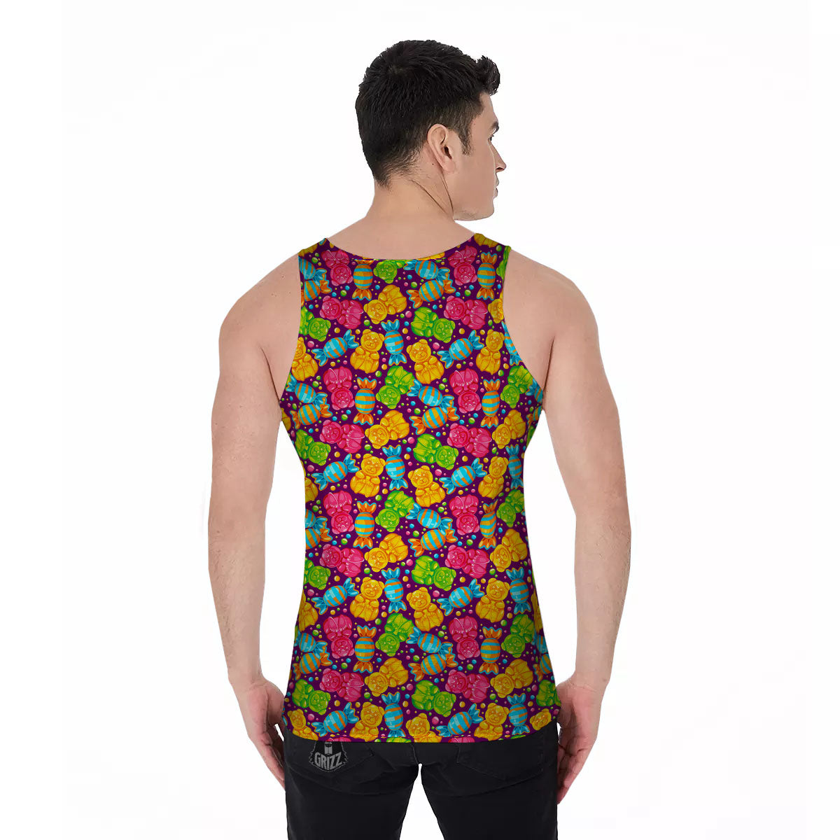Gummy Colorful Print Men's Tank Top-grizzshop