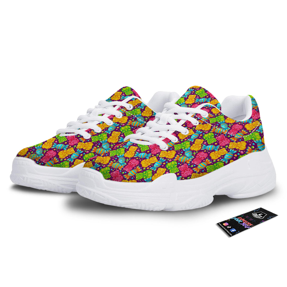 Gummy Colorful Print White Chunky Shoes-grizzshop