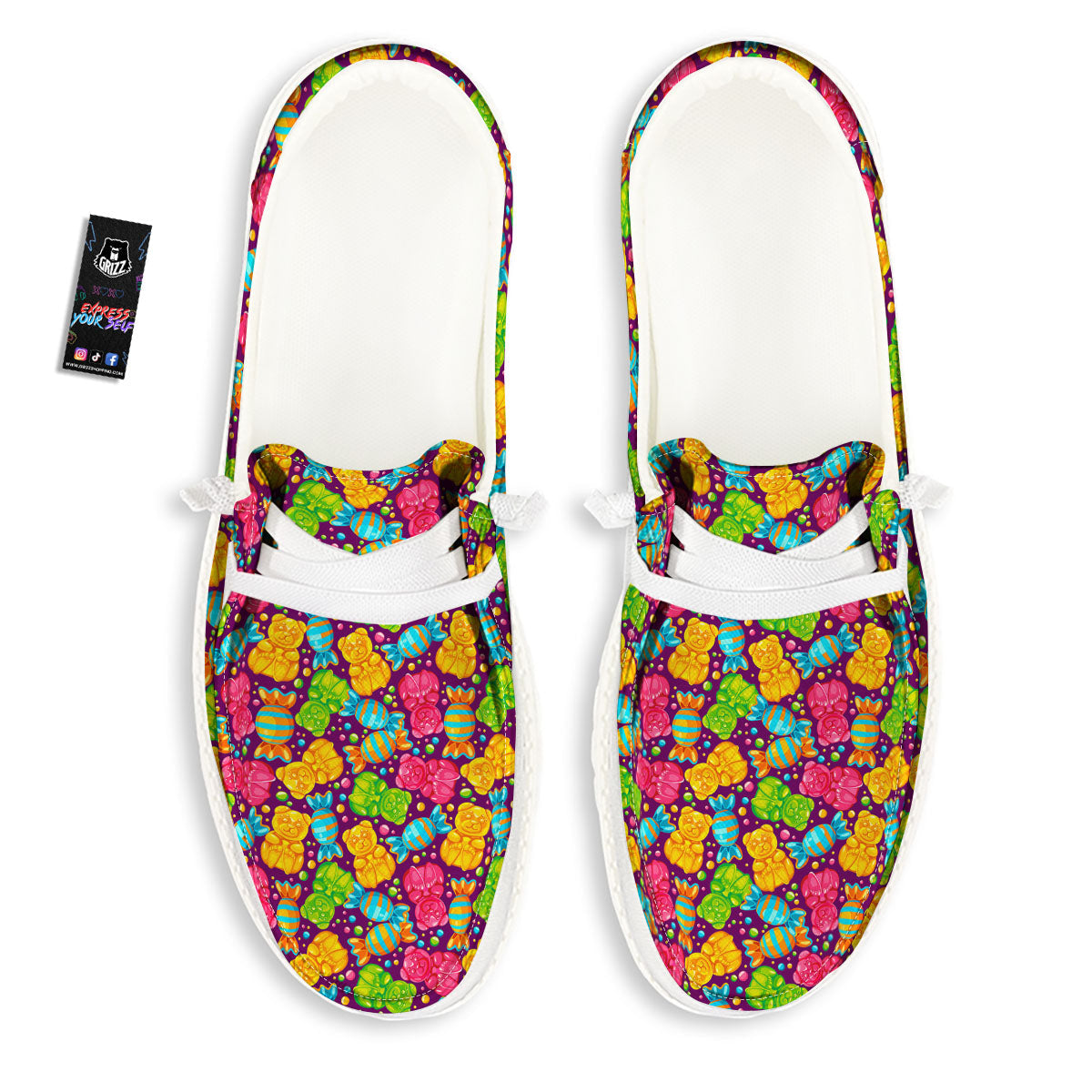 Gummy Colorful Print White Loafers-grizzshop