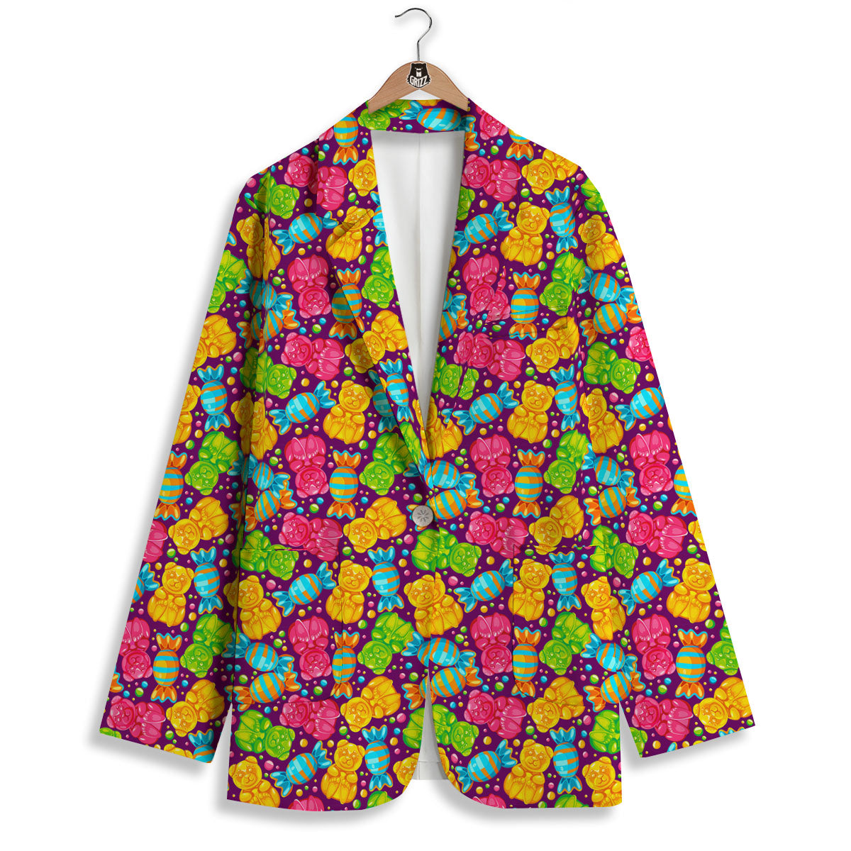 Gummy Colorful Print Women's Blazer-grizzshop