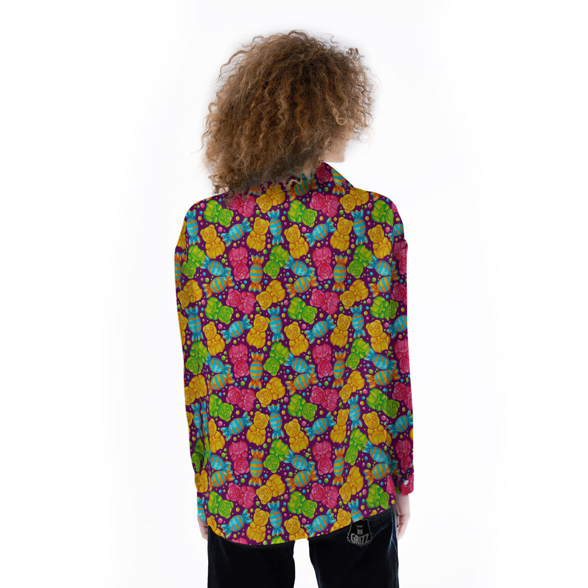 Gummy Colorful Print Women's Long Sleeve Shirts-grizzshop
