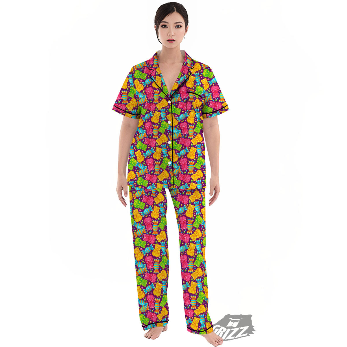 Gummy Colorful Print Women's Pajamas Set-grizzshop