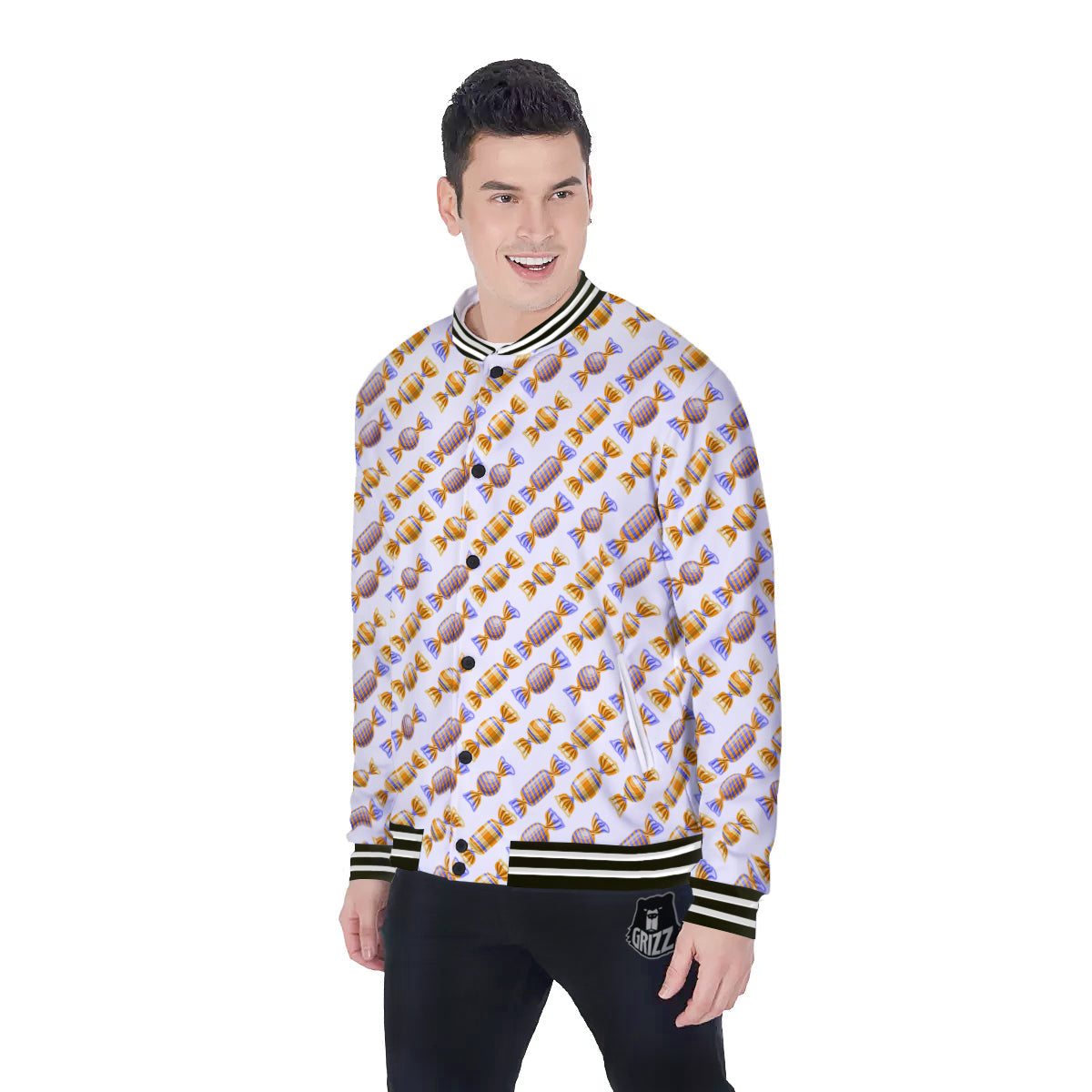 Gummy Yummy Print Pattern Baseball Jacket-grizzshop
