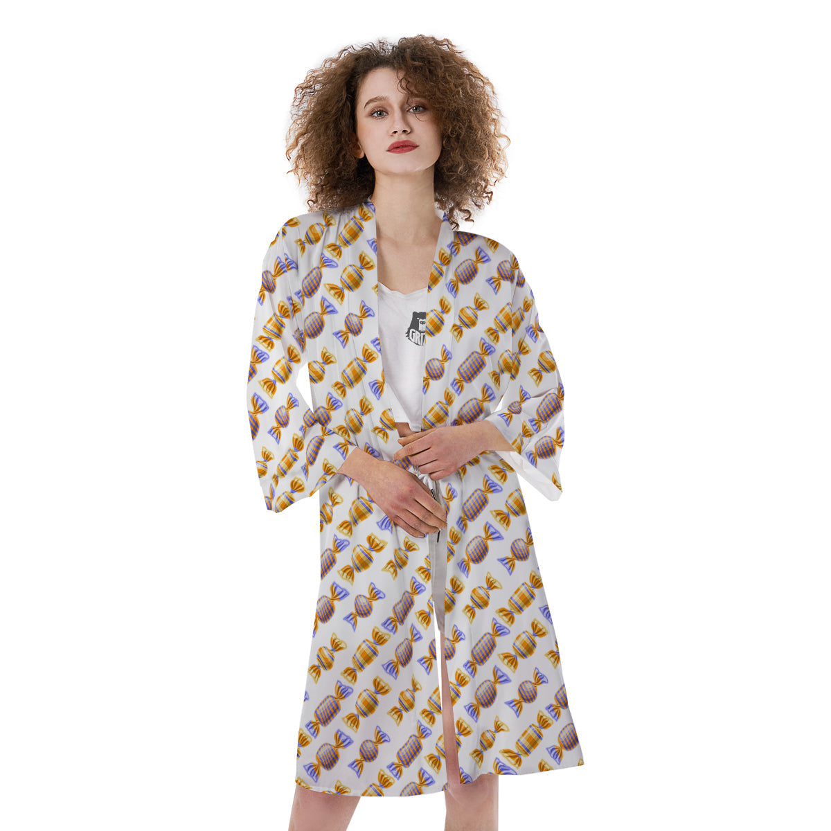 Gummy Yummy Print Pattern Kimono-grizzshop