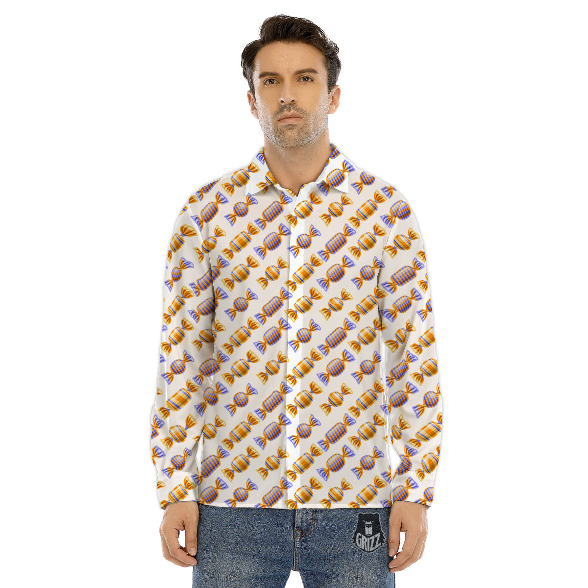 Gummy Yummy Print Pattern Men's Dress Shirts-grizzshop