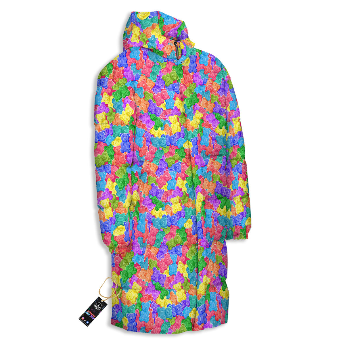 Gummy Bear Colorful Print Long Down Jacket