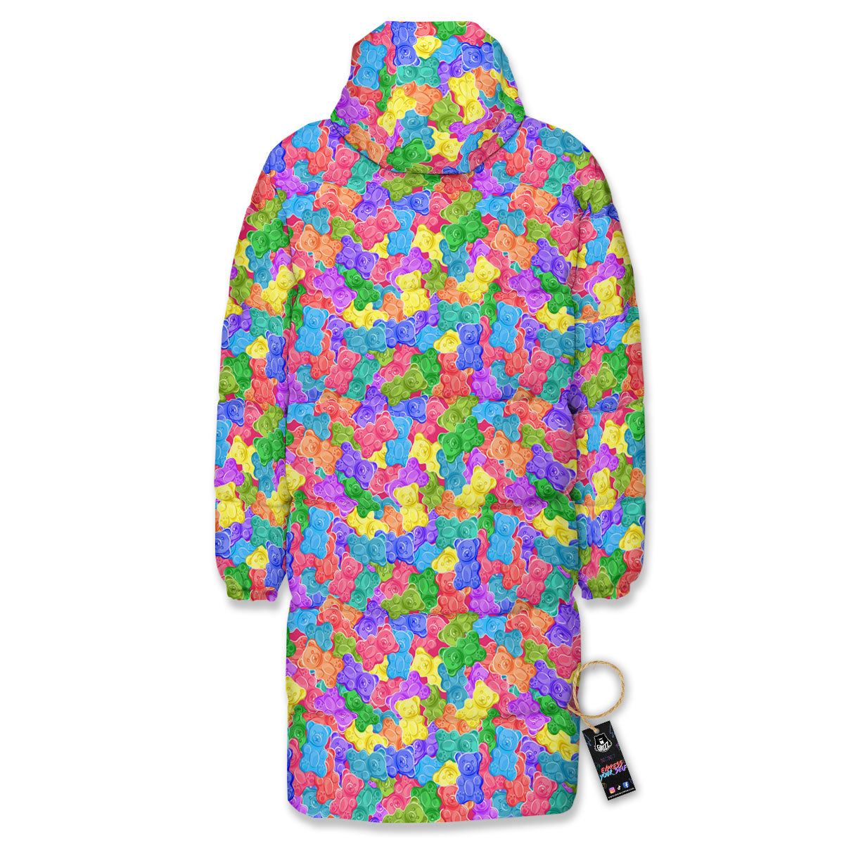 Gummy Bear Colorful Print Long Down Jacket