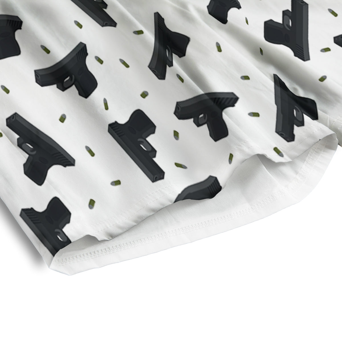 Gun Bullet White And Black Print Pattern Men's Athletic Shorts