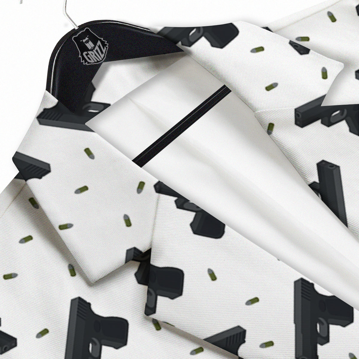 Gun Bullet White And Black Print Pattern Men's Sport Coat-grizzshop