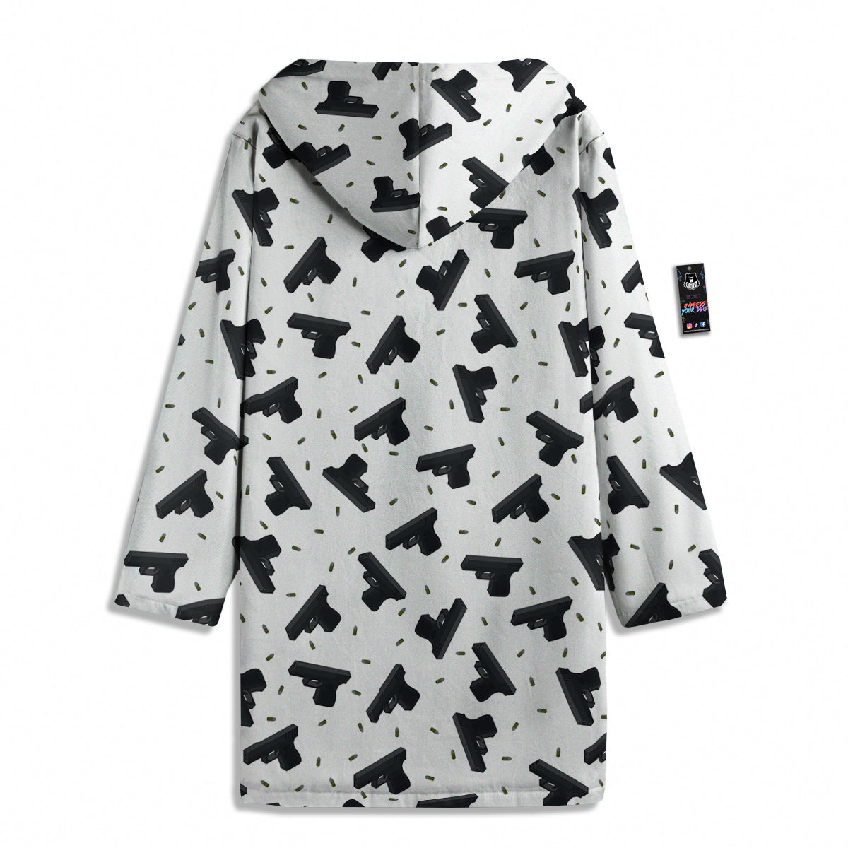 Gun Bullet White And Black Print Pattern Men's Windbreaker Jacket-grizzshop