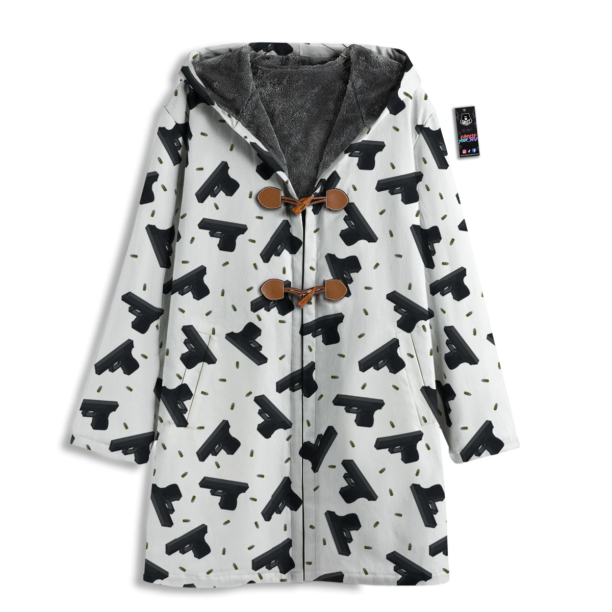 Gun Bullet White And Black Print Pattern Men's Windbreaker Jacket-grizzshop