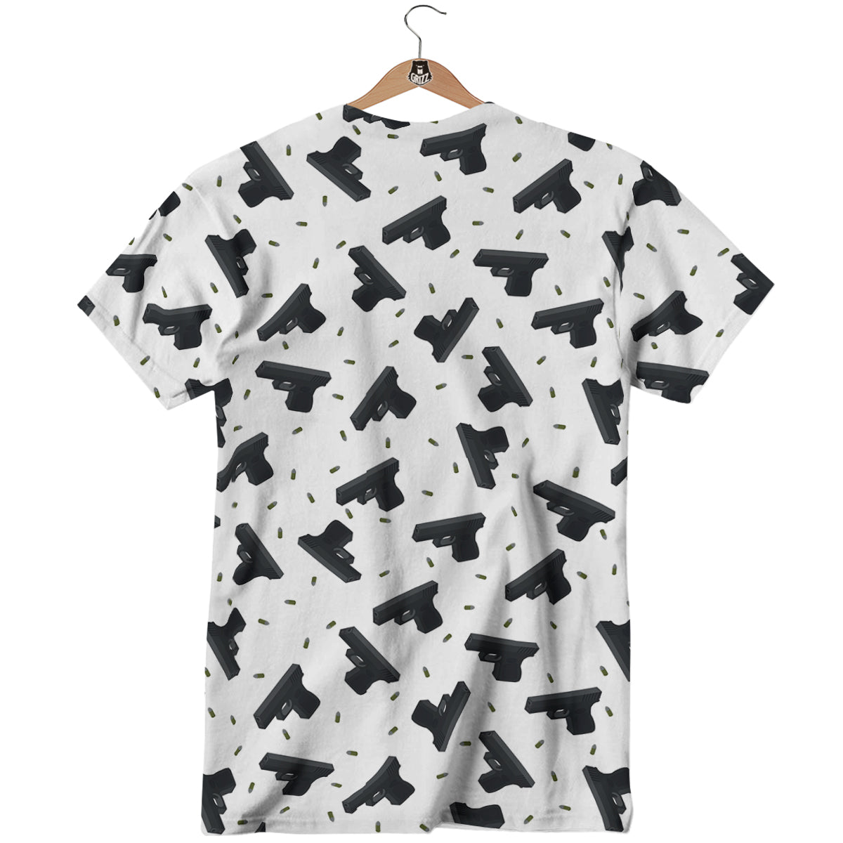 Gun Bullet White And Black Print Pattern T-Shirt-grizzshop