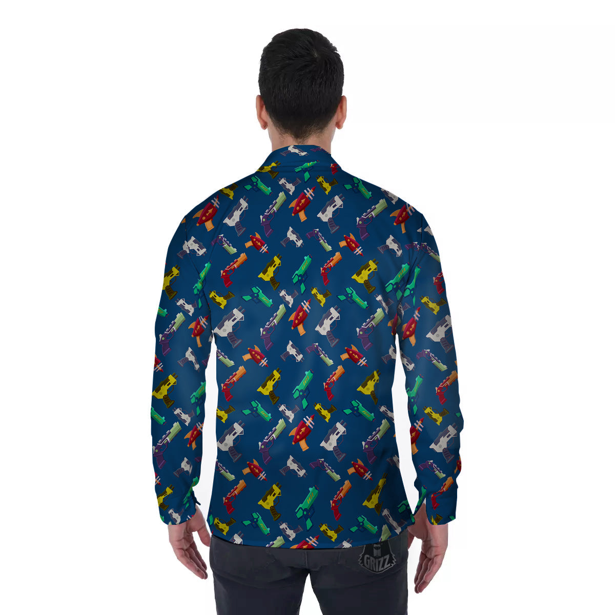 Guns Game Colorful Print Pattern Men's Long Sleeve Shirts-grizzshop