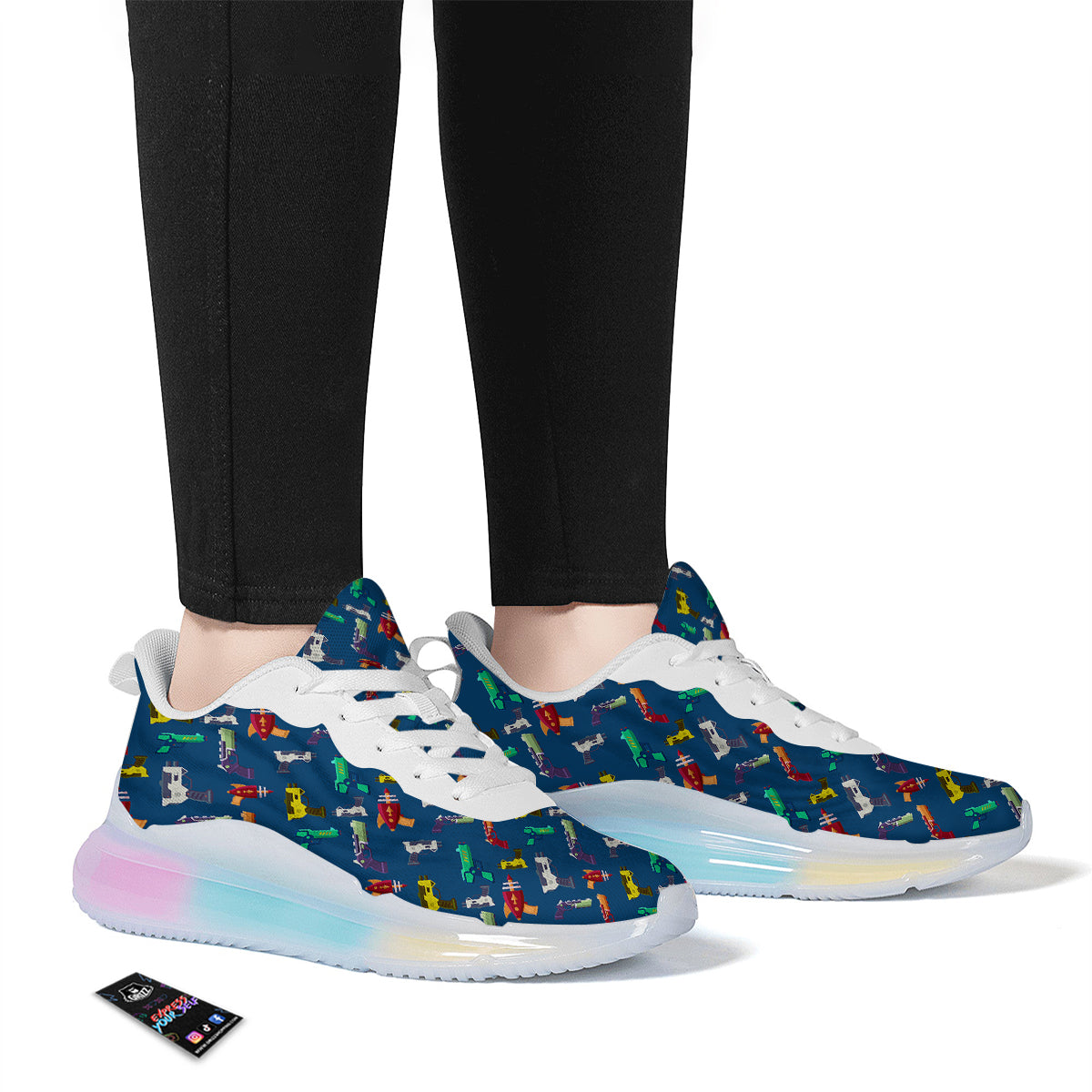 Guns Game Colorful Print Pattern Running Sneakers-grizzshop