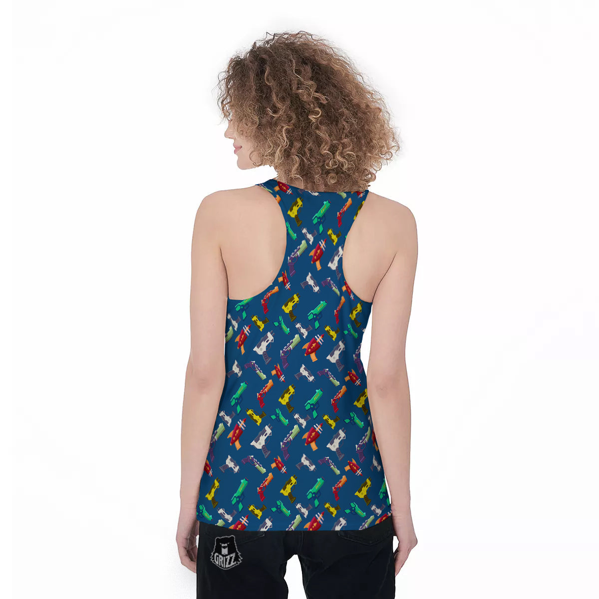 Guns Game Colorful Print Pattern Women's Racerback Tank Top-grizzshop