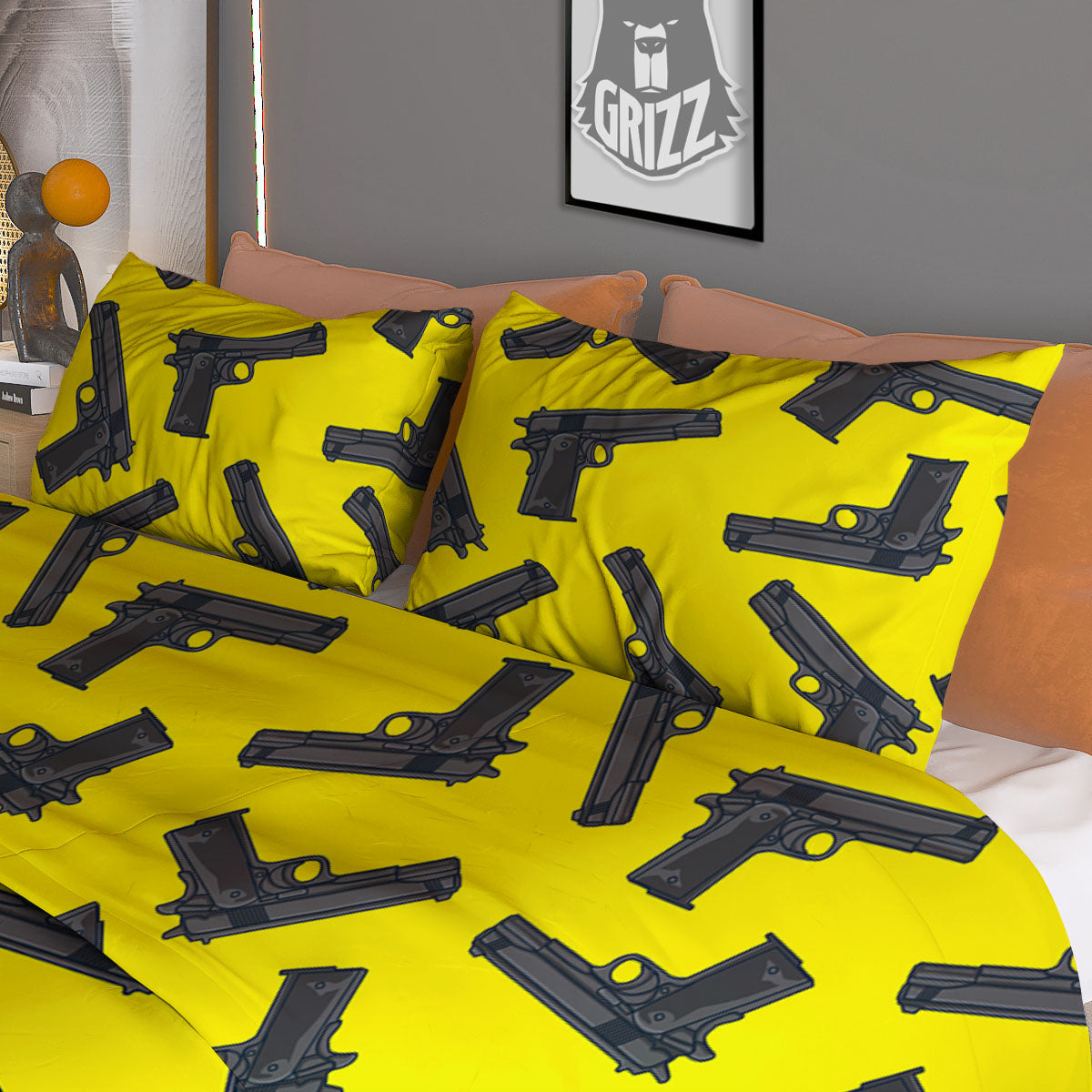 Guns Military Print Pattern Duvet Cover Bedding Set