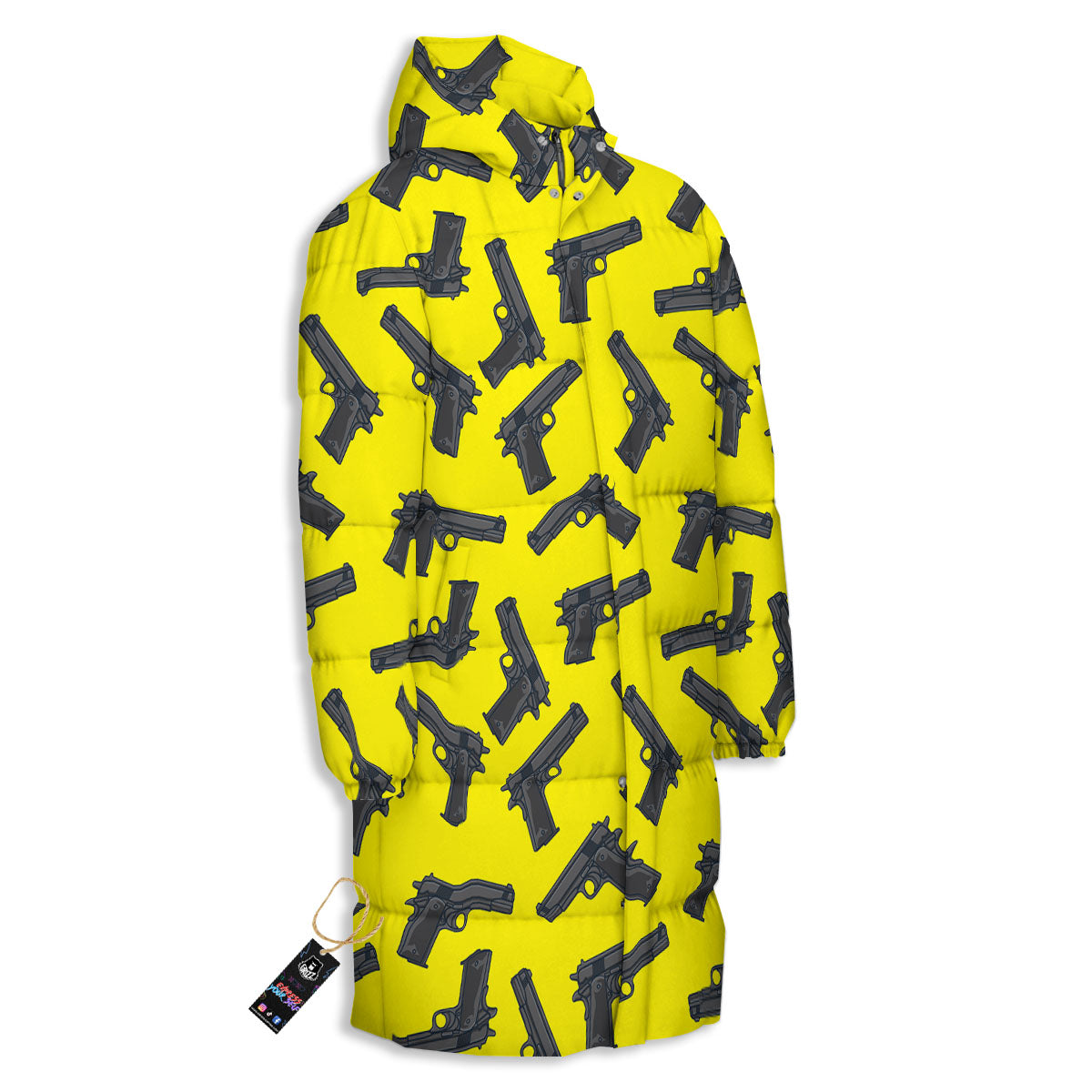 Guns Military Print Pattern Long Down Jacket-grizzshop