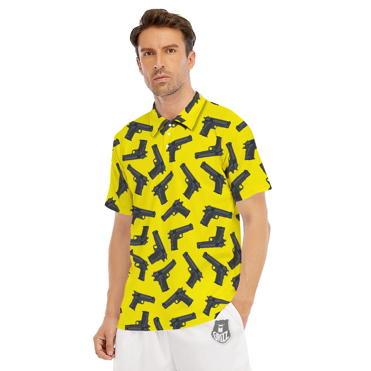 Guns Military Print Pattern Men's Golf Shirts-grizzshop