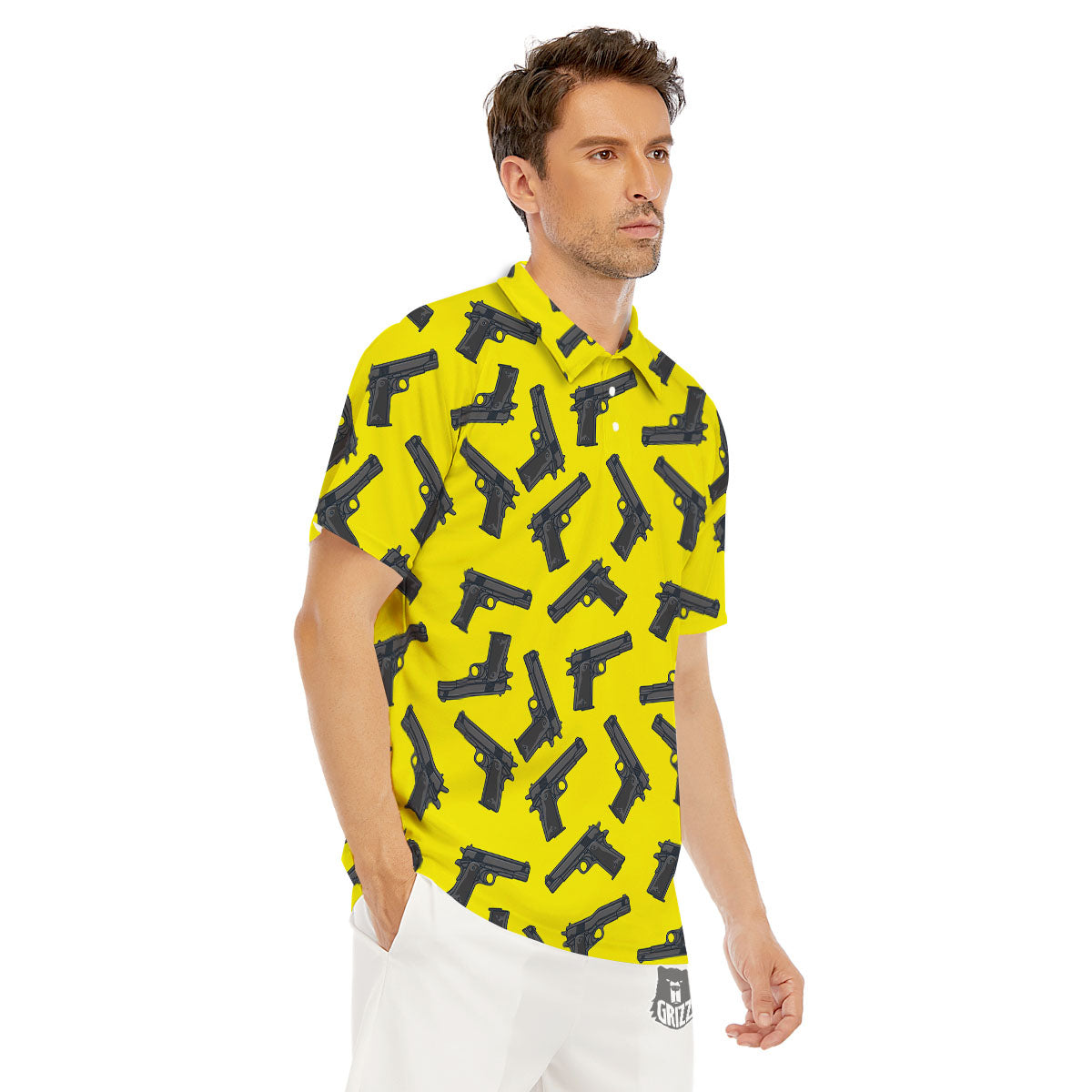Guns Military Print Pattern Men's Golf Shirts-grizzshop