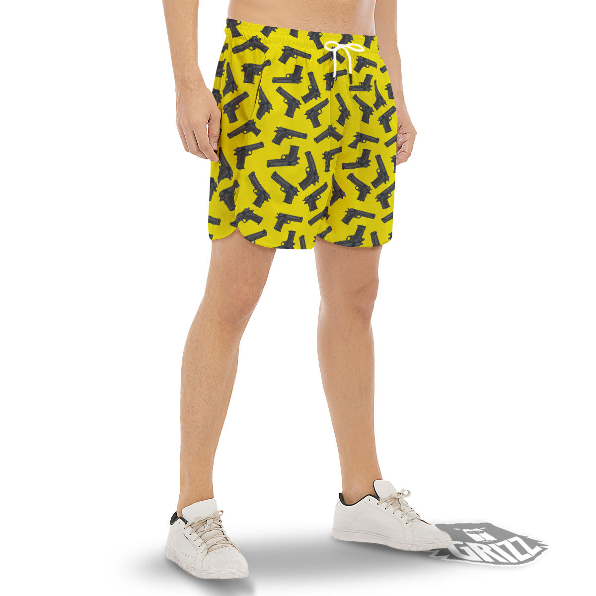 Guns Military Print Pattern Men's Gym Shorts-grizzshop
