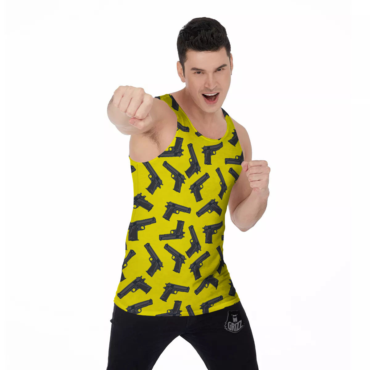 Guns Military Print Pattern Men's Tank Top-grizzshop