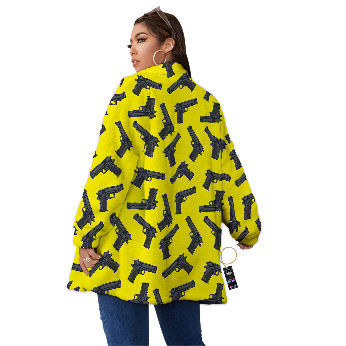 Guns Military Print Pattern Women's Sherpa Jacket-grizzshop