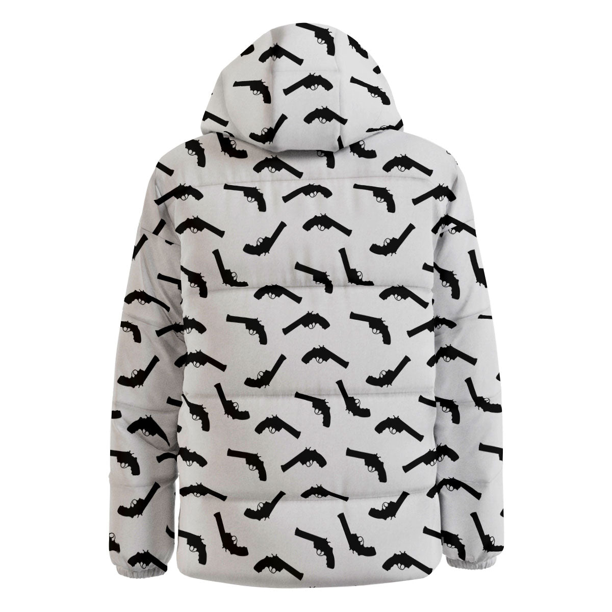 Guns White And Black Print Pattern Down Jacket-grizzshop