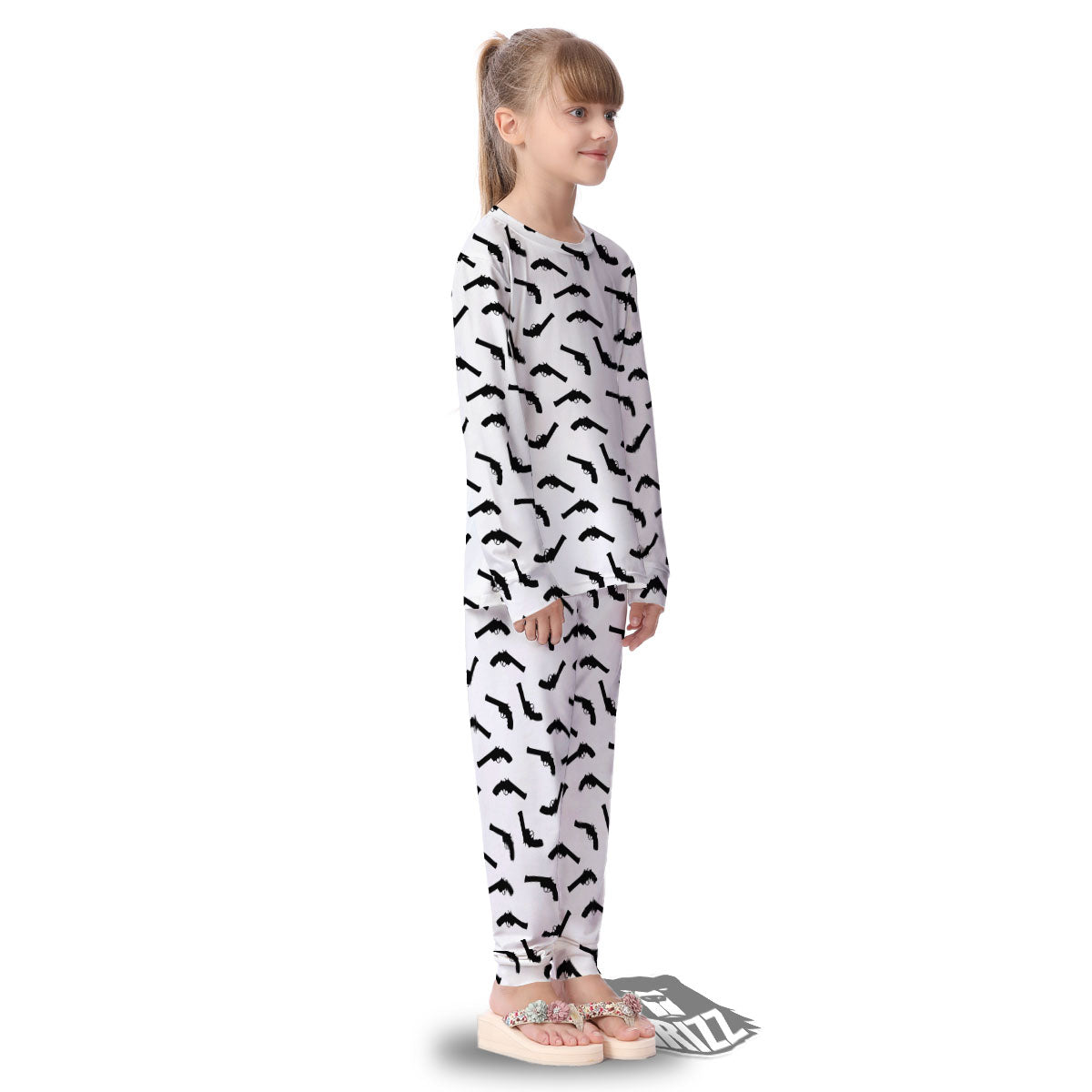 Guns White And Black Print Pattern Kid's Pajamas-grizzshop