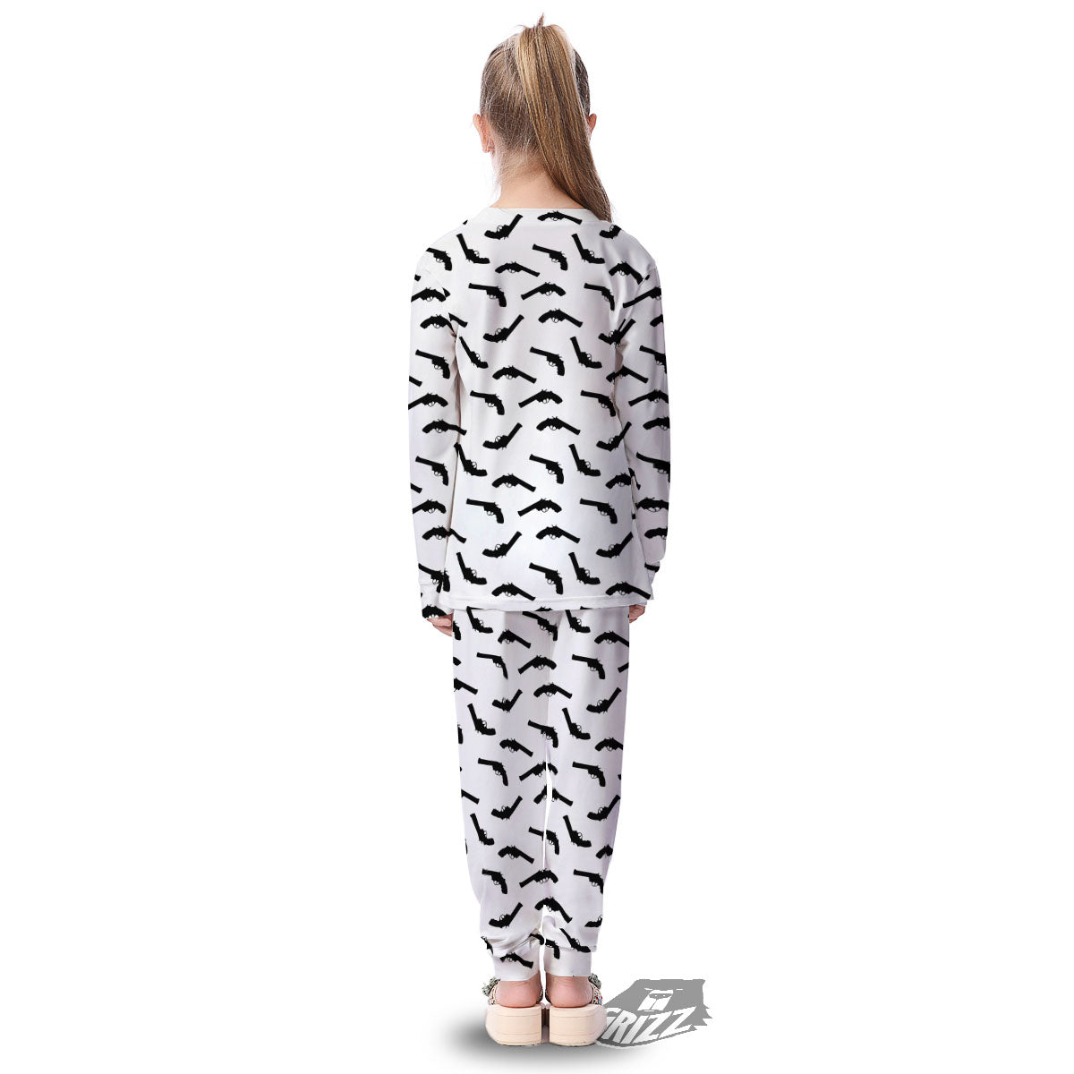 Guns White And Black Print Pattern Kid's Pajamas-grizzshop
