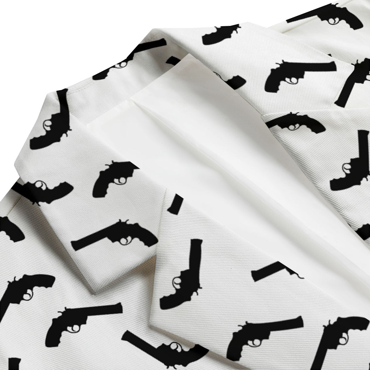 Guns White And Black Print Pattern Men's Blazer-grizzshop
