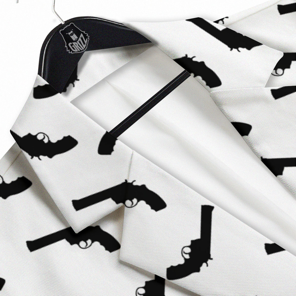 Guns White And Black Print Pattern Men's Sport Coat-grizzshop