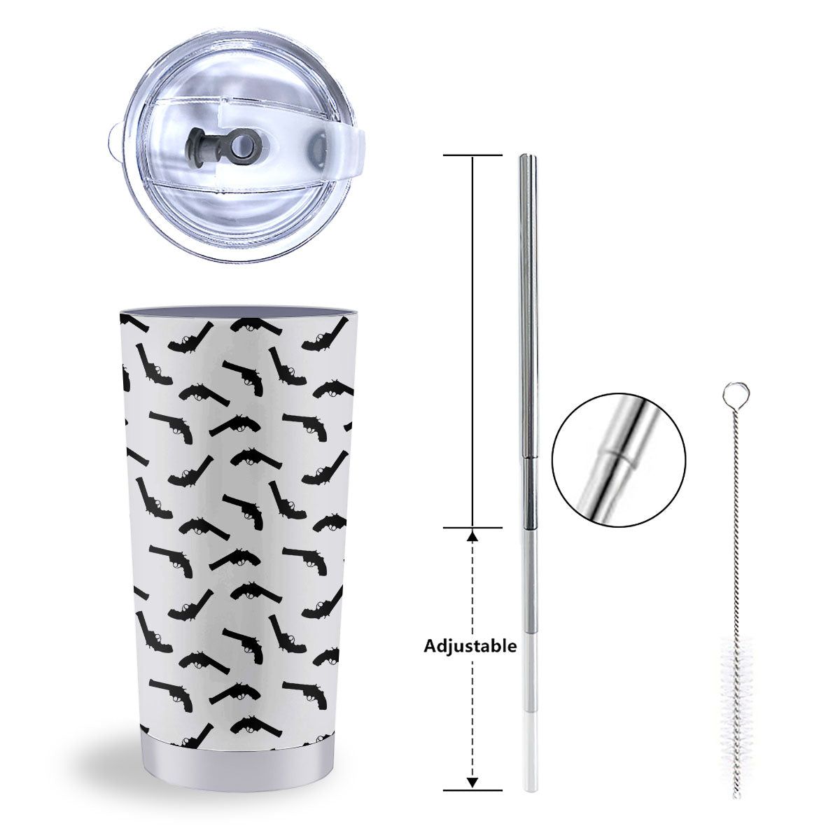Guns White And Black Print Pattern Tumbler-grizzshop