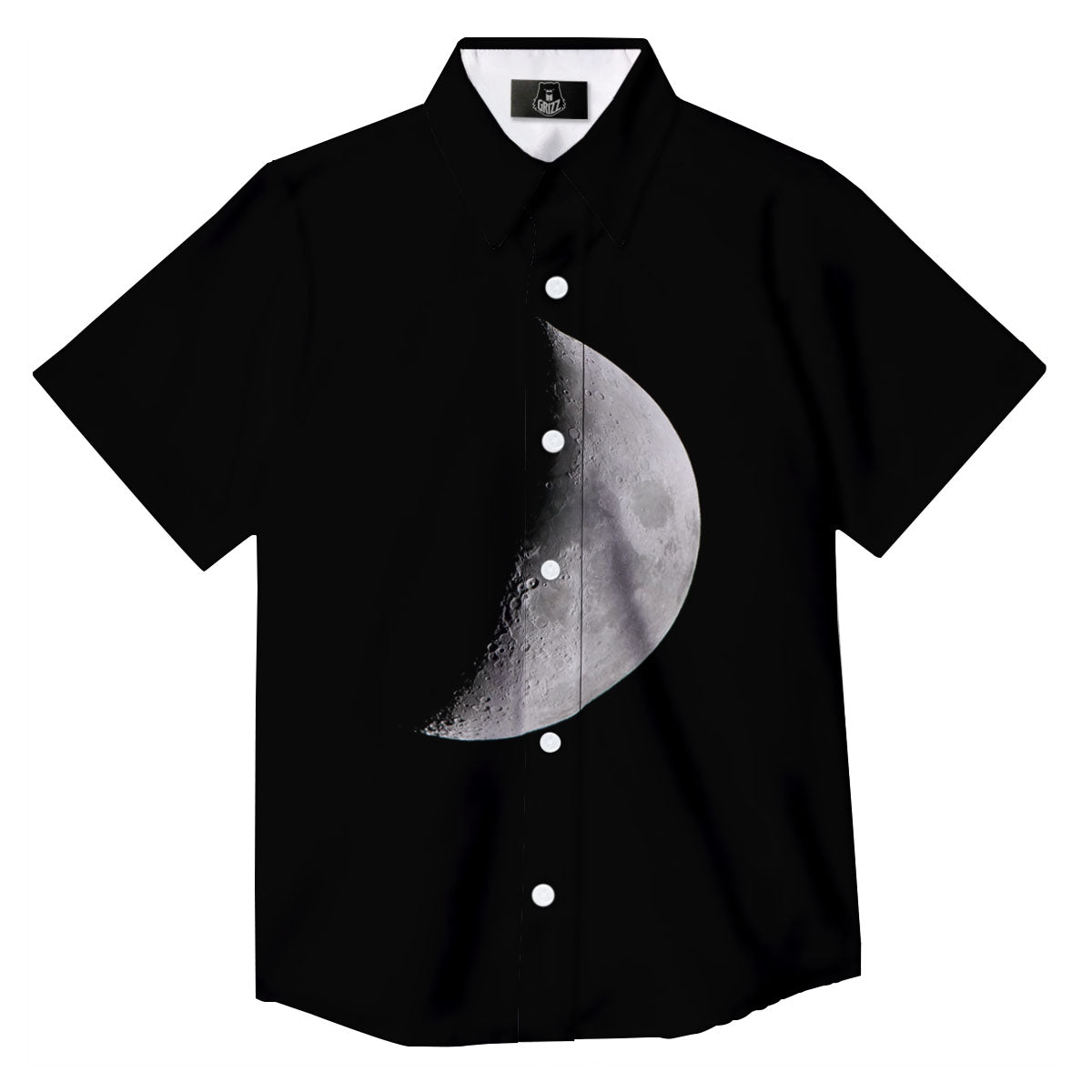 Half Moon Print Button Up Shirt-grizzshop