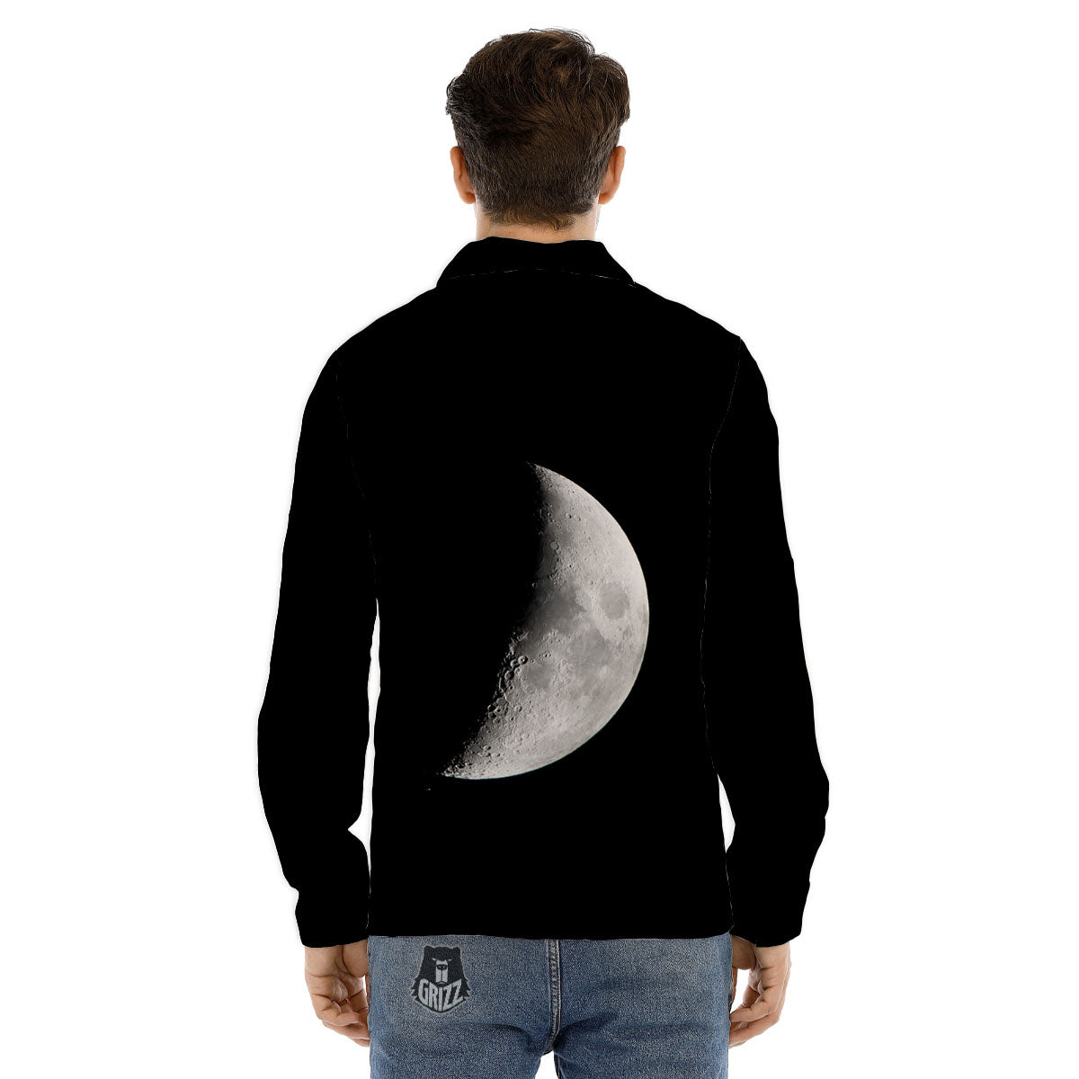 Half Moon Print Men's Dress Shirts-grizzshop