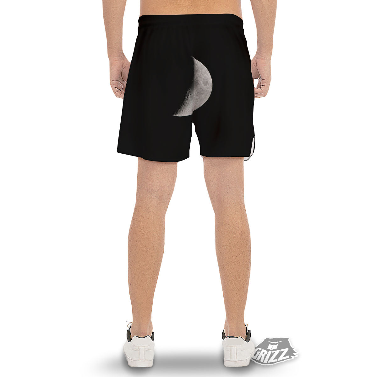 Half Moon Print Men's Gym Shorts-grizzshop