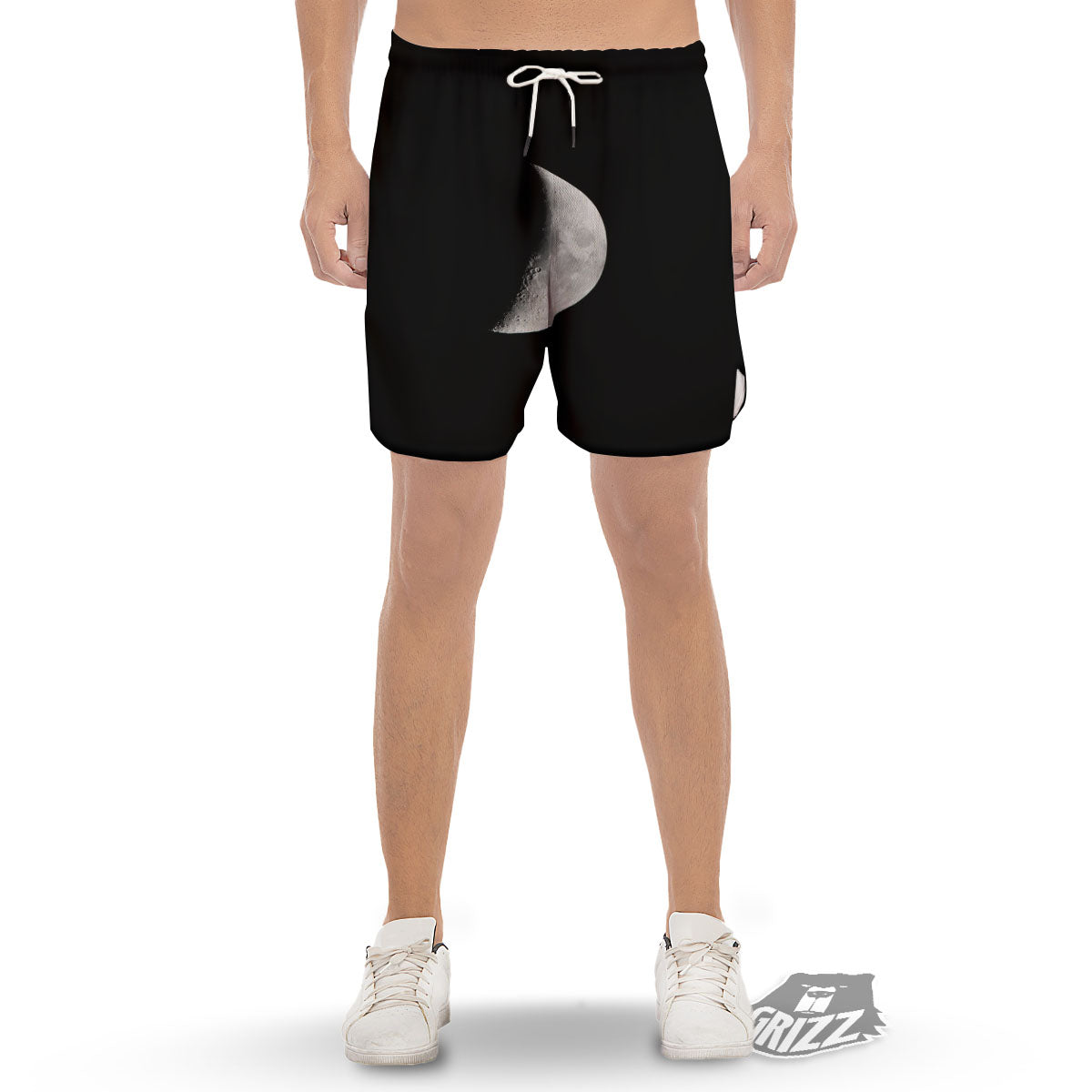 Half Moon Print Men's Gym Shorts-grizzshop