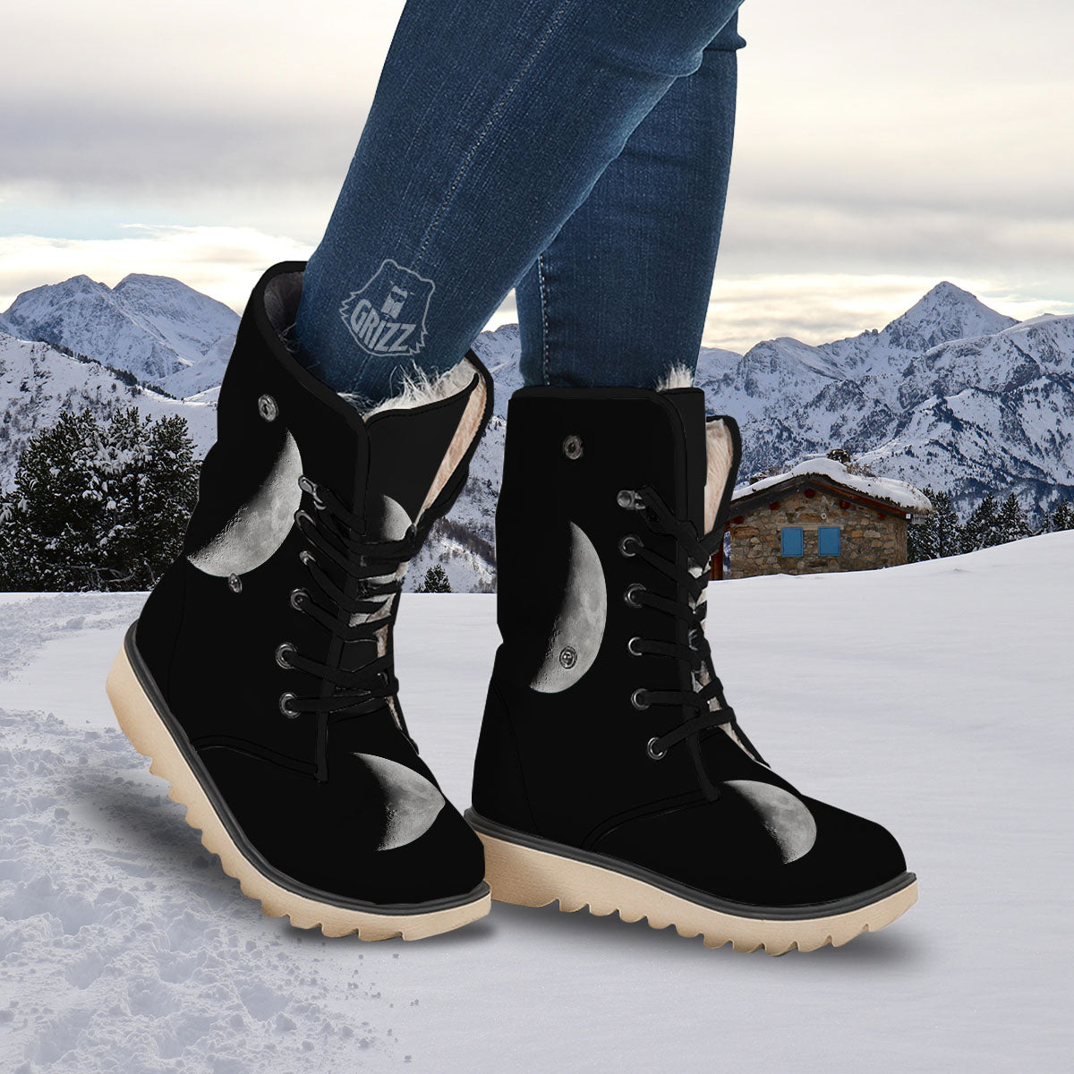 Half Moon Print Snow Boots-grizzshop