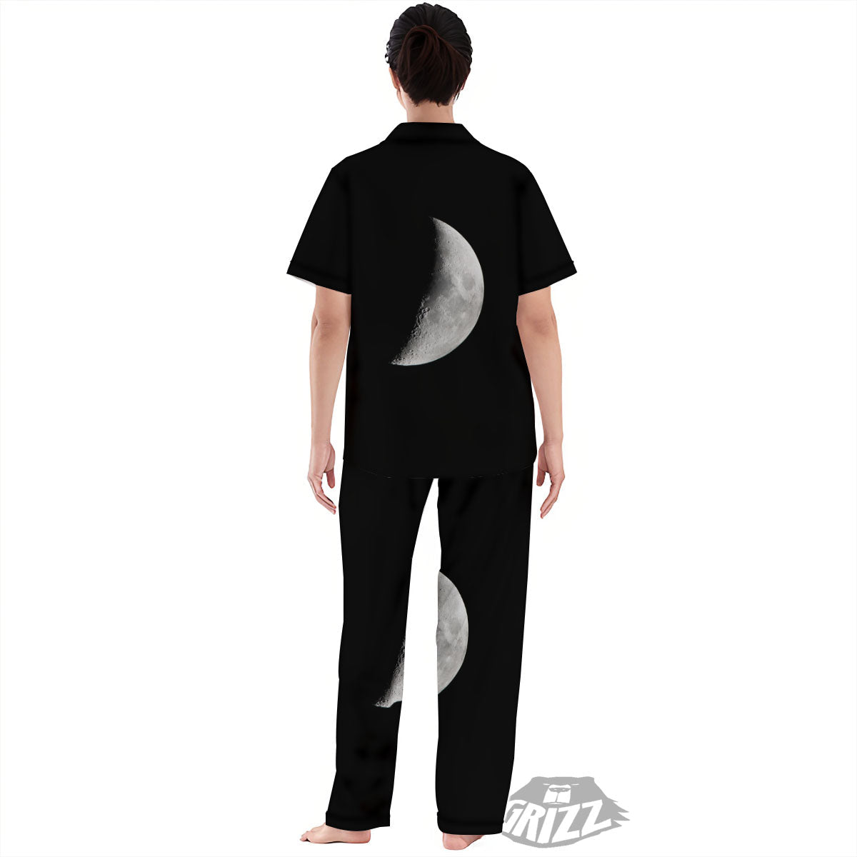 Half Moon Print Women's Pajamas Set-grizzshop