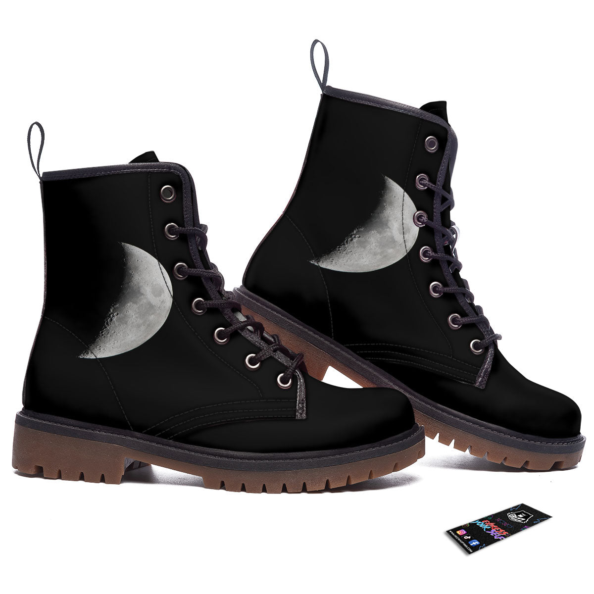 Half Moon Print Work Boots-grizzshop