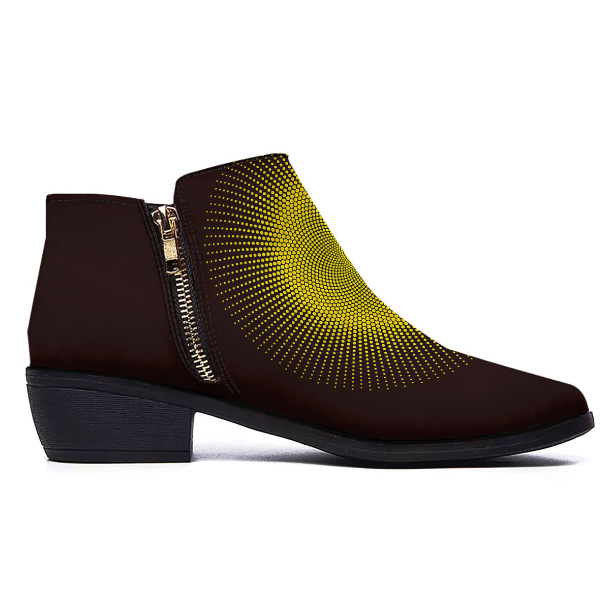 Halftone Sun Dot Print Ankle Boots-grizzshop