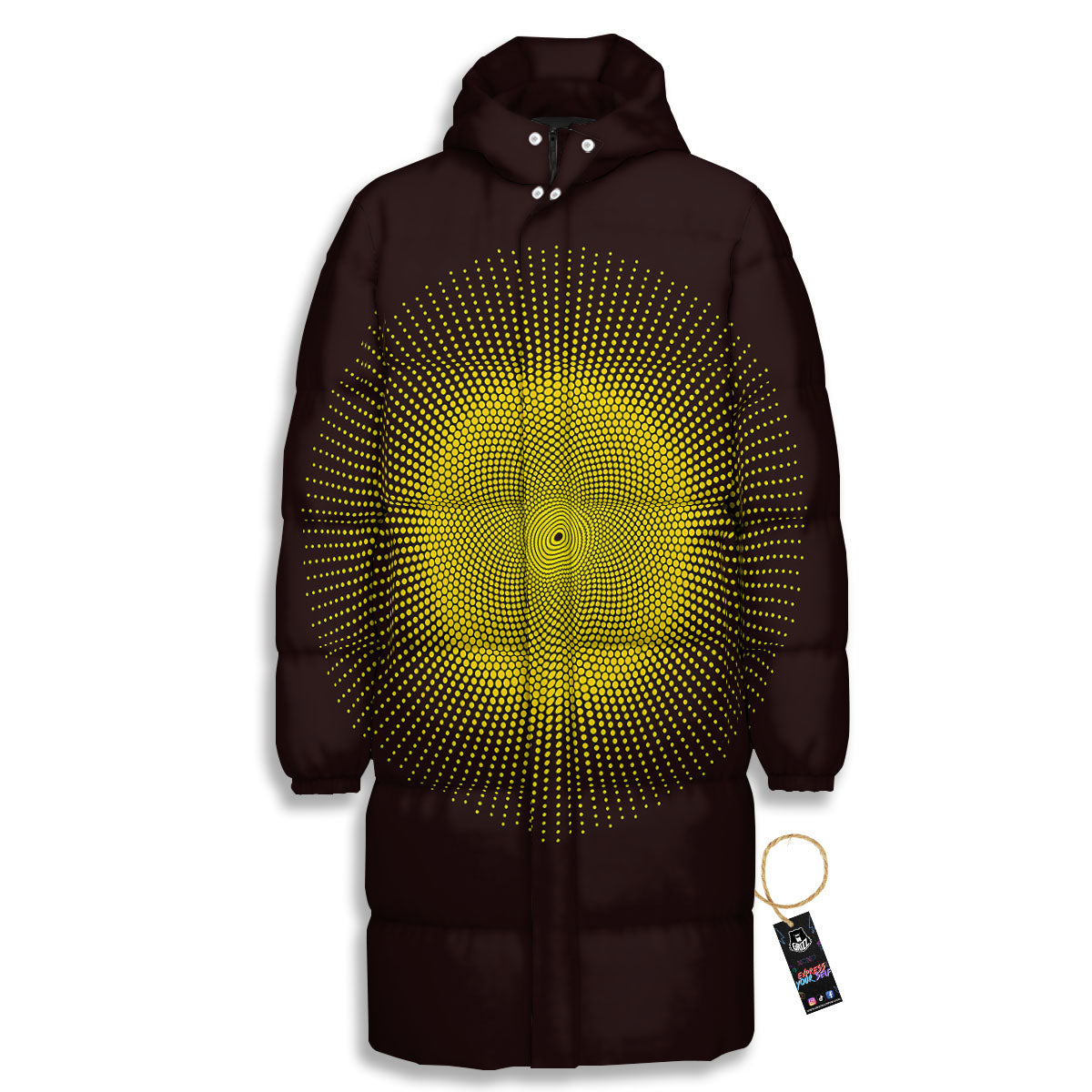 Halftone Sun Dot Print Long Down Jacket-grizzshop