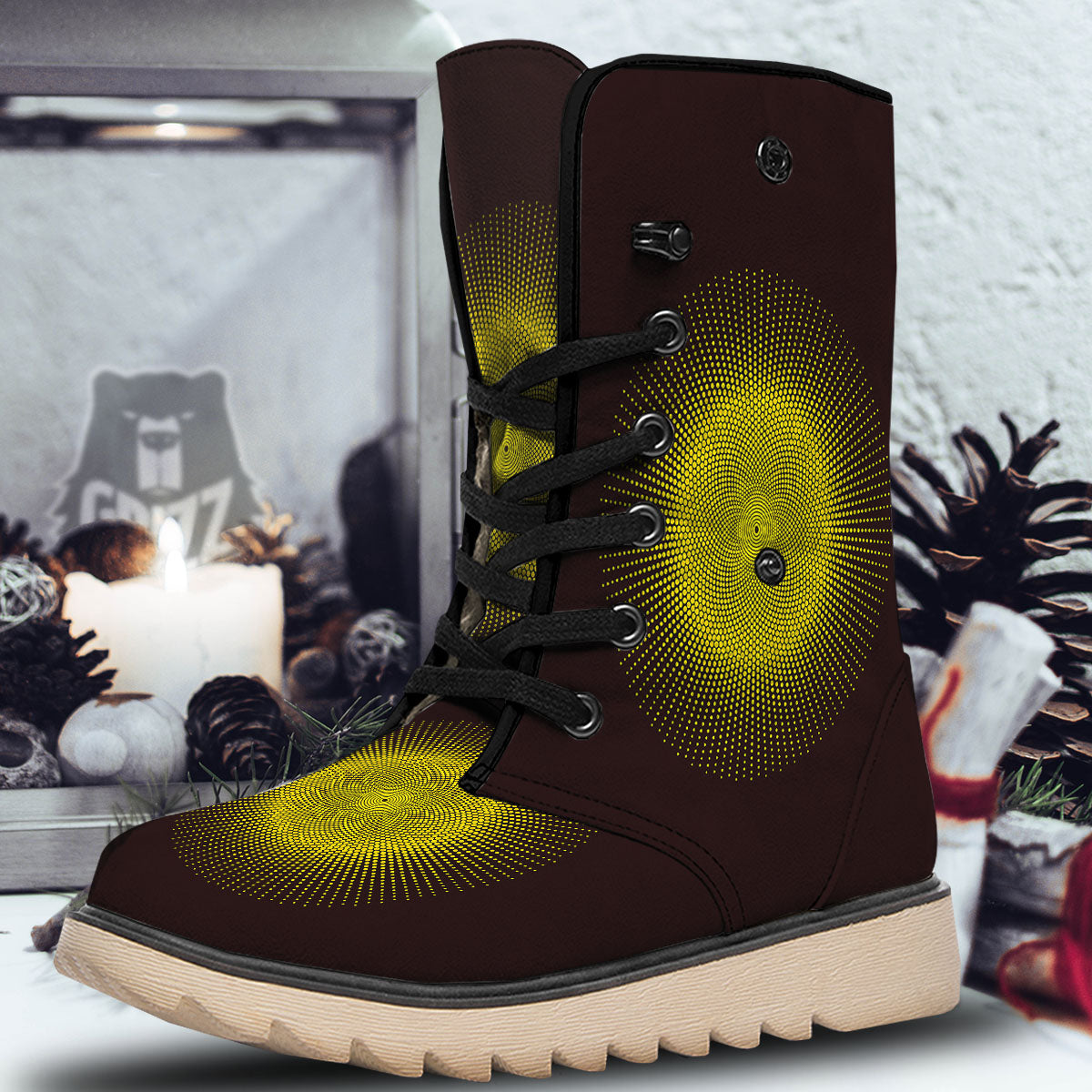 Halftone Sun Dot Print Snow Boots-grizzshop