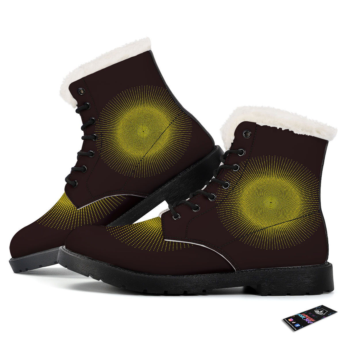 Halftone Sun Dot Print Winter Boots-grizzshop