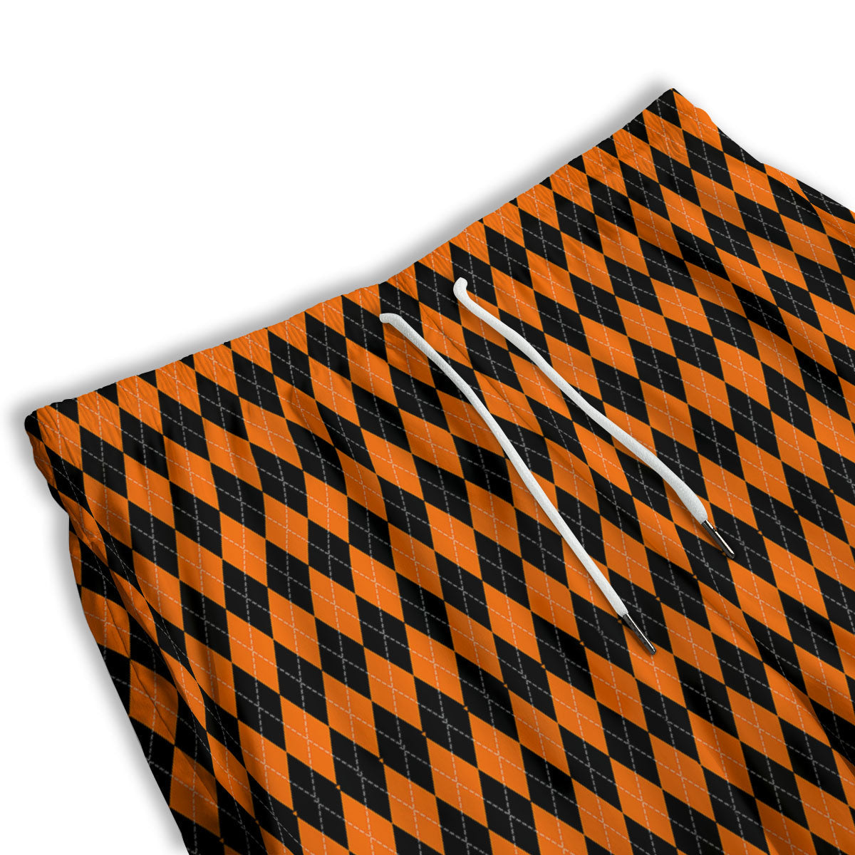 Halloween Argyle Black And Orange Print Men's Athletic Shorts