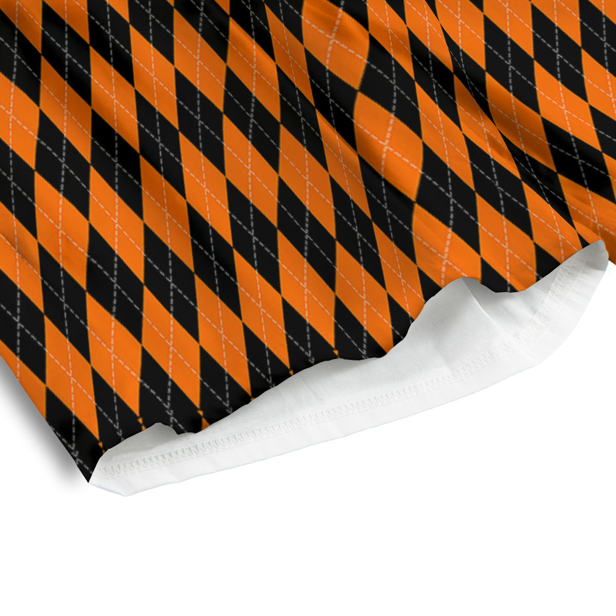 Halloween Argyle Black And Orange Print Men's Athletic Shorts